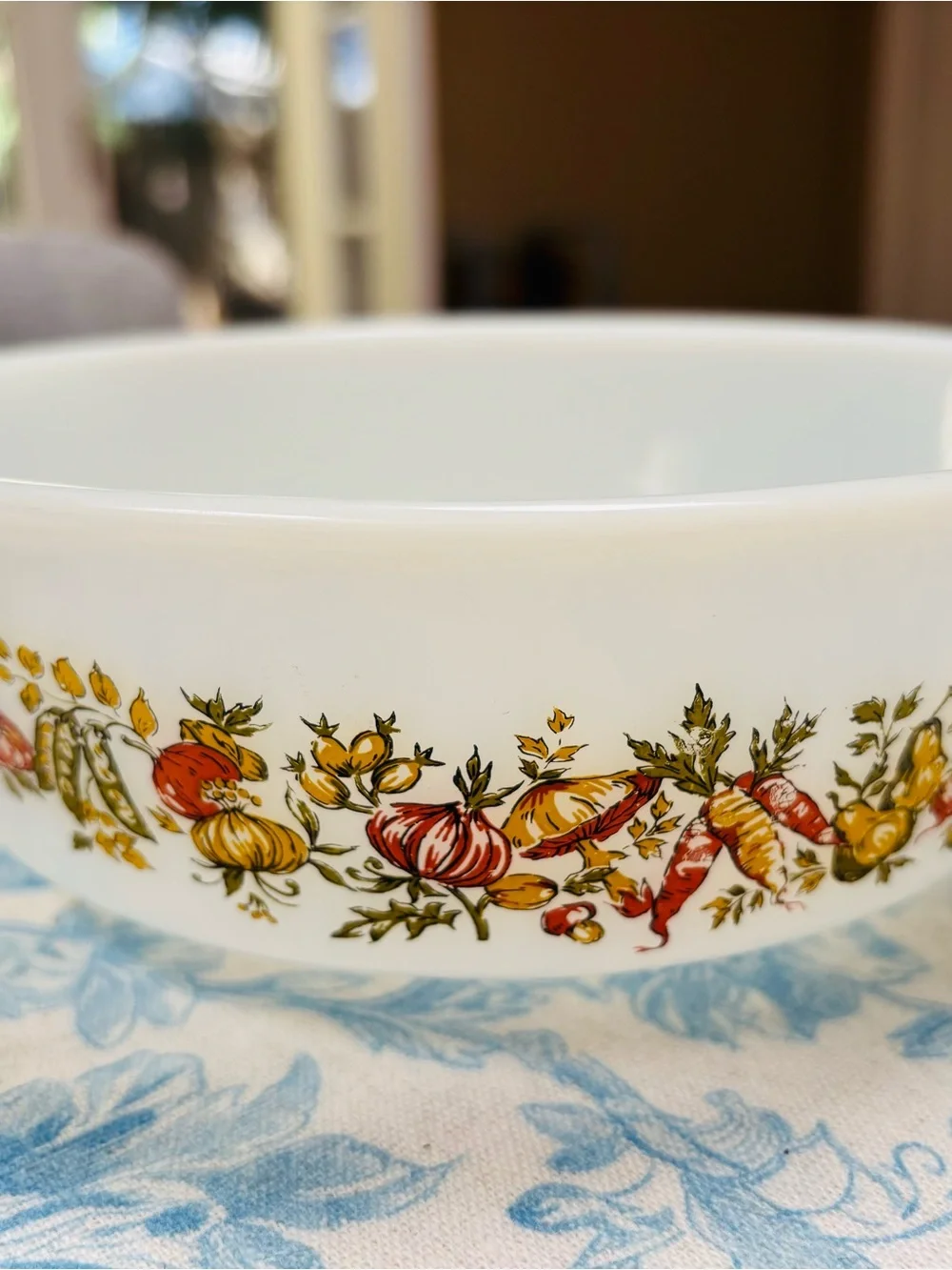 Fire King White Glass Mixing Bowls with Golden Wheat & Floral Accents